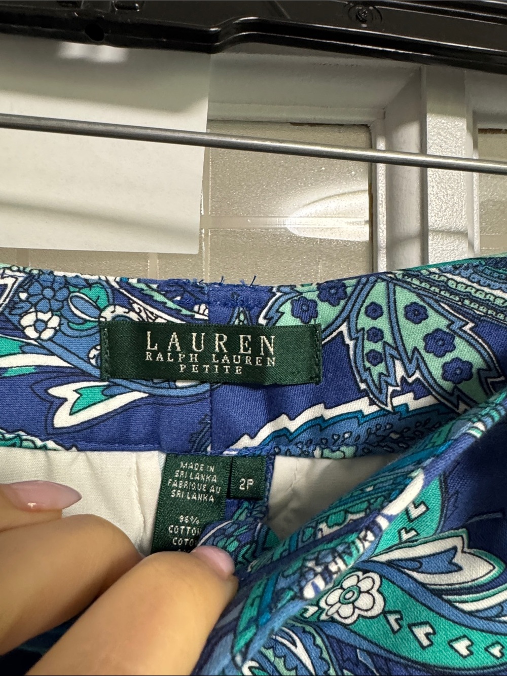 Lauren Ralph Lauren Blue & Teal Paisley Cotton Shorts - Picture 4 of 7